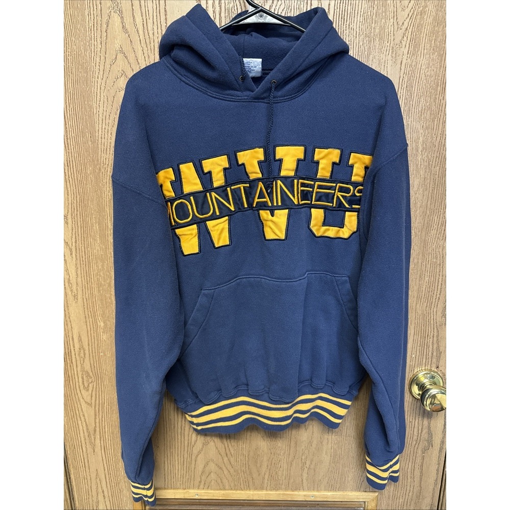 Vintage 90's LEGENDS Athletic WVU Mountaineers Embroidered Hoodie USA Made XL